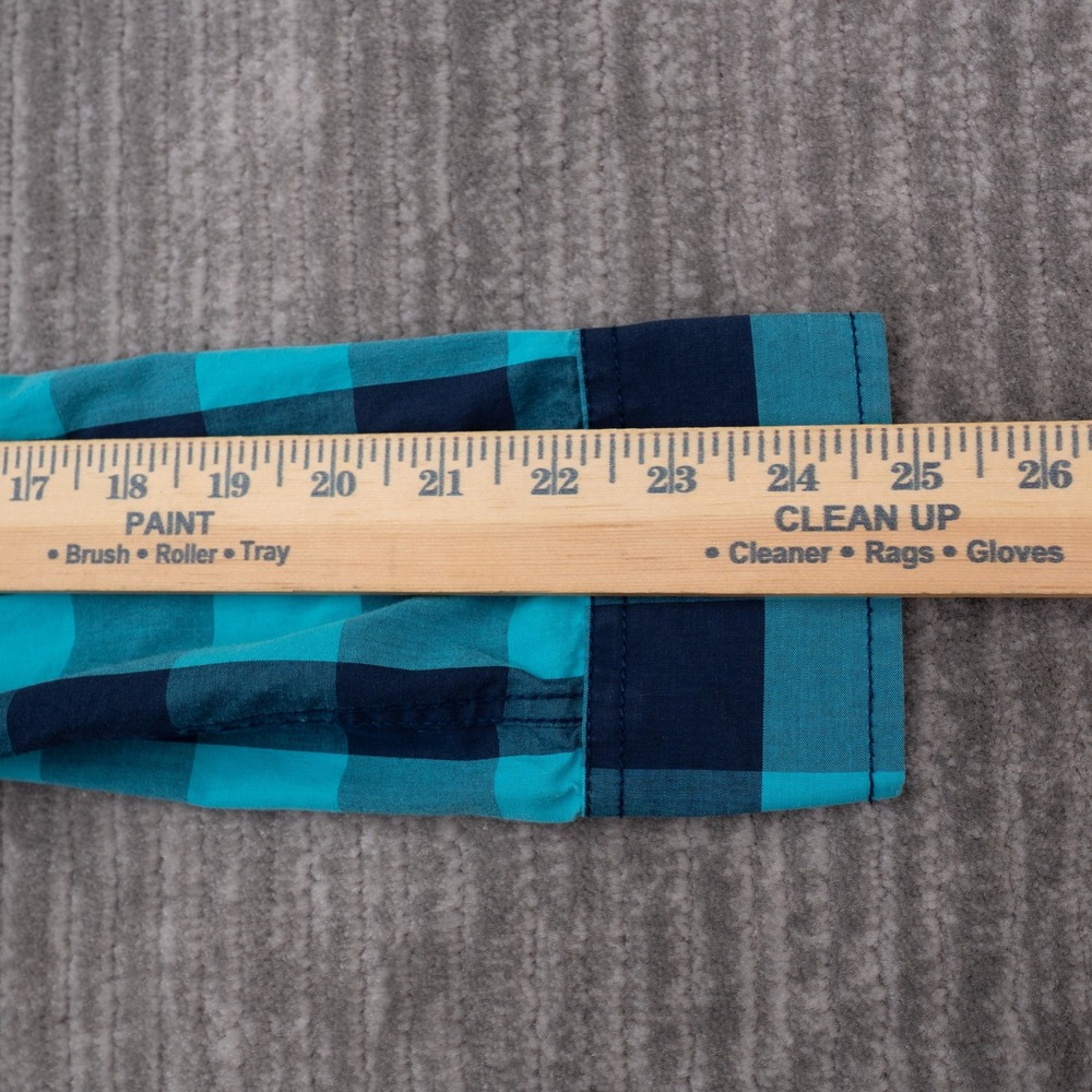 American Rag Button Up Shirt Mens Medium Blue Excellent Buffalo Plaid LongSleeve - Picture 6 of 9